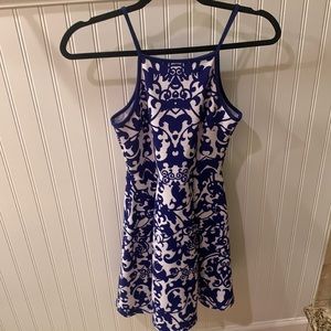 Blue and White Patterned Aqua dress